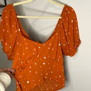 BP by Nordstrom - Orange/pink floral crop top with tie back